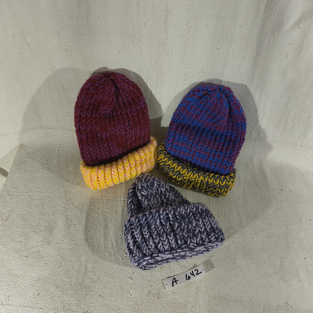 Kids Beanie Trio Bundle of Colorful Knit Caps